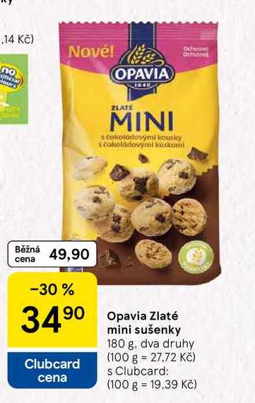 Opavia Zlaté mini sušenky, 180 g, dva druhy 