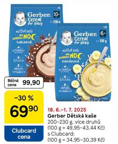 Gerber Dětská kaše, 200-230 g, více druhů  