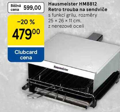 Hausmeister HM8812 Retro trouba na sendviče s funkci grilu. rozměry 25 x 26 x 11 cm 