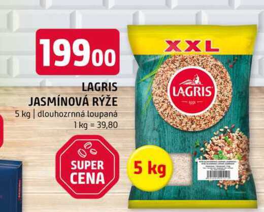 Lagris jasmínová rýže 5 kg dlouhozrnná loupaná 