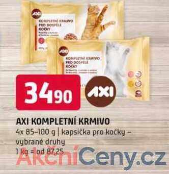 Axi kompletní krmivo 4x 85-100 g kapsička pro kočky vybrané druhy 