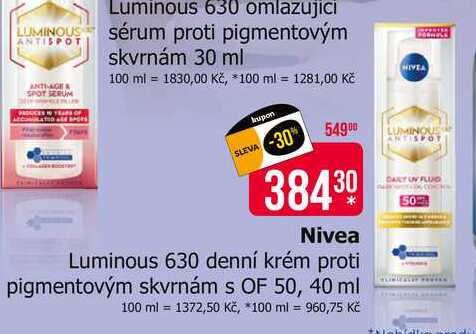 Nivea Luminous 630 denní krém proti pigmentovým skvrnám s OF 50, 40 ml 