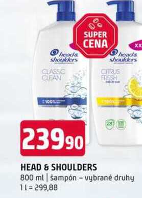 Head & Shoulders Šampon 800ml, vybrané druhy