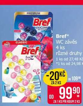 Bref Blue Aktiv WC blok 4 x 50g, vybrané druhy