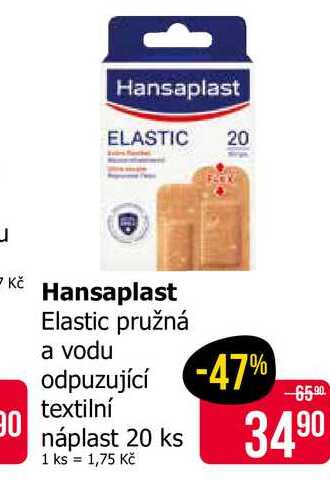 Hansaplast Elastic pružná a vodu odpuzující textilní náplast 20 ks 