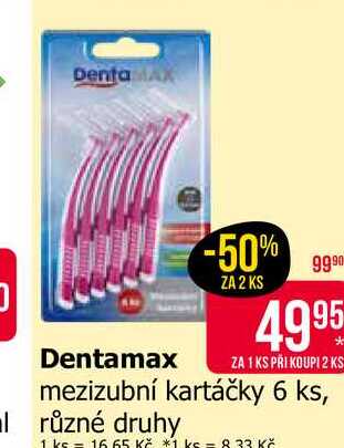 Dentamax mezizubní kartáčky 6 ks, různé druhy 