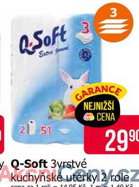 Q-Soft 3vrstvé kuchyňské utěrky 2 role