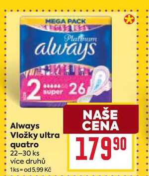 Always Vložky ultra quatro 22-30 ks 