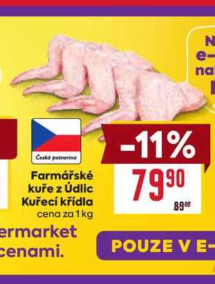 Farmářské kuře z Údlic Kuřecí křídla cena za 1 kg 