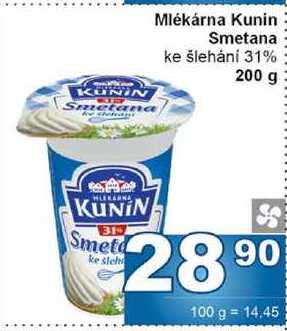 Kunin Smetana ke šlehání 31% 200 g 