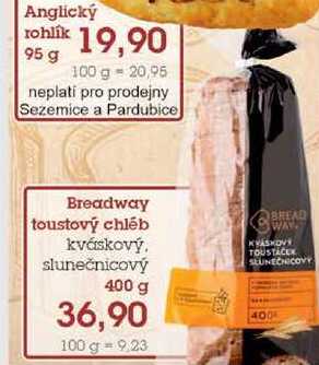 Breadway toustový chléb 400g 