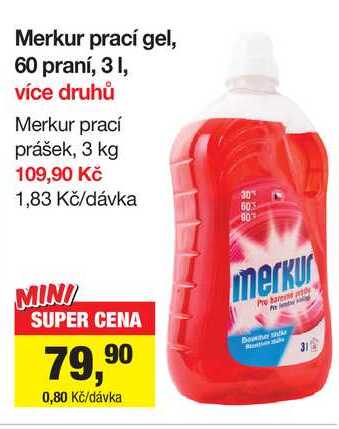Merkur prací gel, 60 praní, 3l