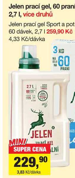 Jelen prací gel, 60 prani 2,7l