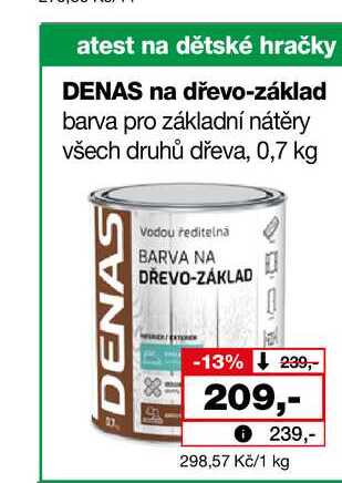 DENAS na dřevo-základ barva pro základní nátěry všech druhů dřeva, 0,7 kg 