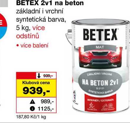 BETEX 2v1 na beton základní i vrchní syntetická barva, 5 kg