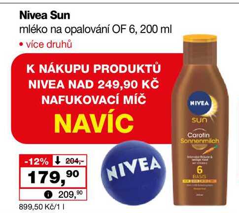 Nivea Sun mléko na opalování OF 6, 200 ml