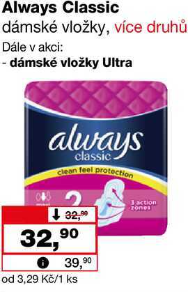 Always Classic dámské vložky, více druhů 