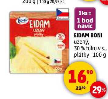 EIDAM BONI uzený, 30% tuku v s., plátky, 100 g