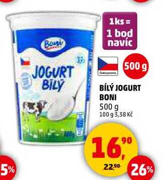 BÍLÝ JOGURT BONI, 500 g 