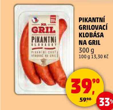 PIKANTNÍ GRILOVACÍ KLOBÁSA NA GRIL, 300 g  