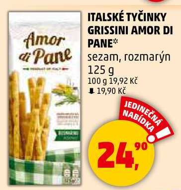 ITALSKÉ TYČINKY GRISSINI AMOR DI PANE Pane sezam, rozmarýn, 125 g