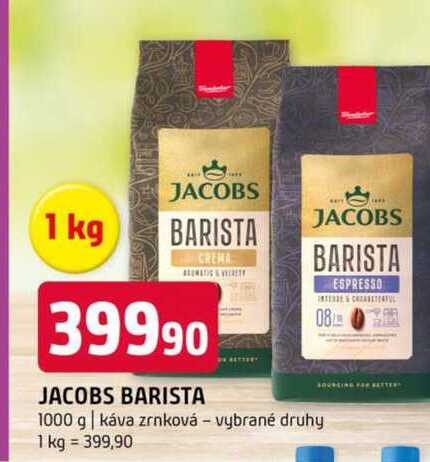 Jacobs barista 1000g, vybrané druhy