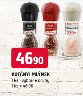 Kotányi Mlýnek vybrané druhy
