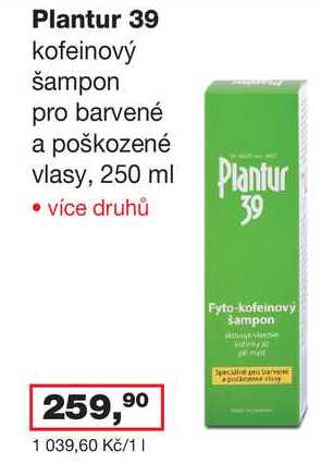 Plantur 39 kofeinový šampon pro barvené a poškozené vlasy, 250 ml  