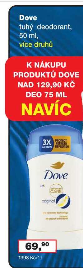 Dove tuhý antiperspirant deodorant, vybrané druhy 50ml