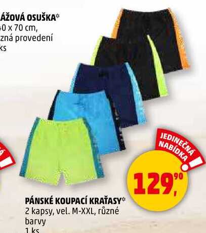 PÁNSKÉ KOUPACÍ KRAŤASY 2 kapsy, vel. M-XXL, různé barvy, 1 ks 