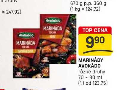 MARINÁDY AVOKÁDO různé druhy 70-80 ml 