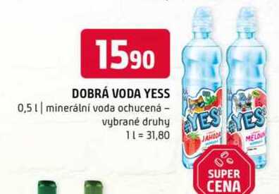 Dobrá voda yess 0,5l minerální voda ochucená vybrané druhy