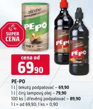 PE-PO tekutý podpalovač 1l čirý lampový olej 100 ks dřevěný podpalovač 