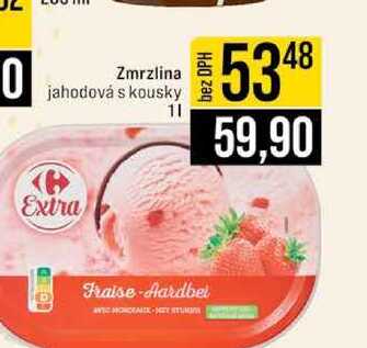 Zmrzlina jahodová s kousky Extra 1l