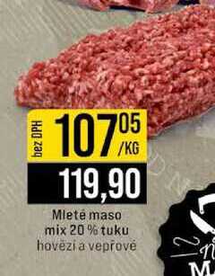 Mleté maso mix 20% tuku hovězí a vepřové 1kg