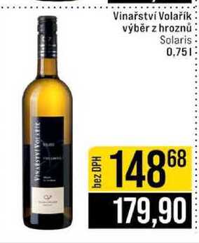 Vinařství Volařík výběr z hroznů Solaris 0,75l 
