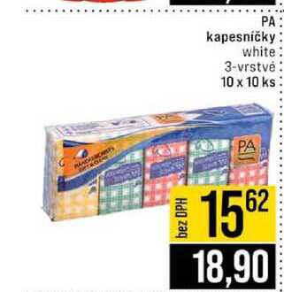 PA kapesníčky white 3-vrstvě 10 x 10 ks