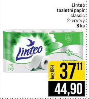 Linteo toaletní papír classic 2-vrstvý 8 ks 