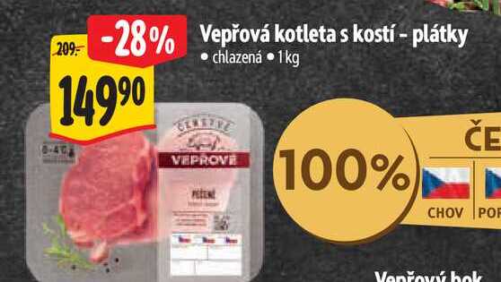  Vepřová kotleta s kostí - plátky 1 kg