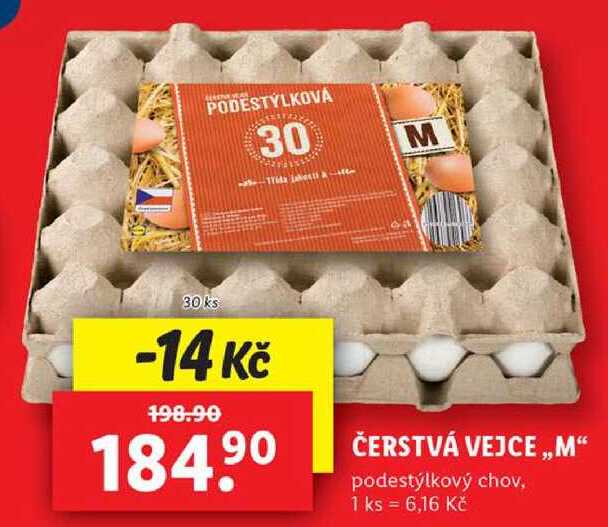 ČERSTVÁ VEJCE ,,M" podestýlkový chov, 30 ks