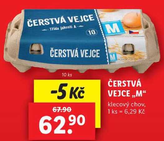 ČERSTVÁ VEJCE ,,M" klecový chov, 10 ks