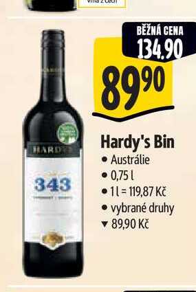   Hardy's Bin Austrálie  0,75 l