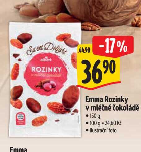   Emma Rozinky v mléčné čokoládě 150 g 