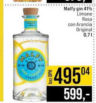 Malfy gin 41% Limone Rosa con Arancia Original 0,7l