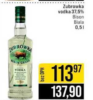 Zubrowka vodka 37,5% Bison Biala 0,5l