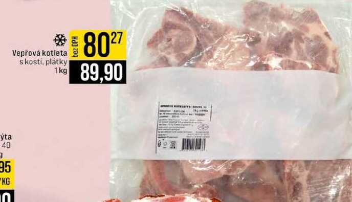 Vepřová kotleta s kostí, plátky 1kg
