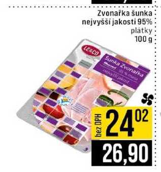 Zvonařka šunka nejvyšší jakosti 95% plátky 100 g