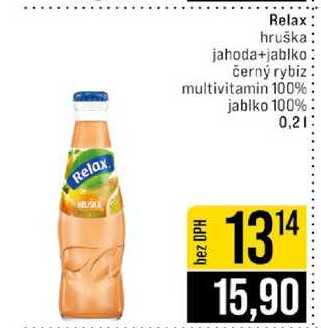 Relax hruška jahoda+jablko černý rybíz multivitamin 100% jablko 100% 0,2l