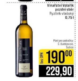 Vinařství Volařík pozdní sběr Ryzlink vlašský 0.75l
