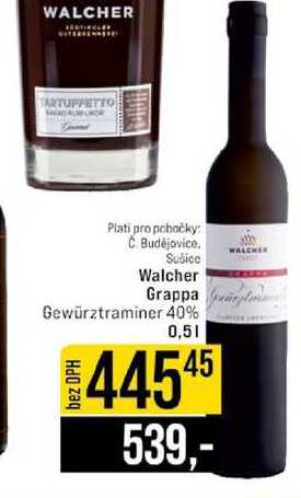 Walcher Grappa Gewürztraminer 40% 0,5l